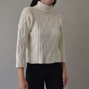 Cream Cable knit turtleneck